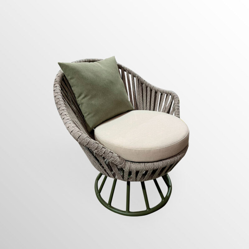 SILLON DAISY GIRATORIO ALUMINIO – ROPE RD – COJIN (Nueva colección)