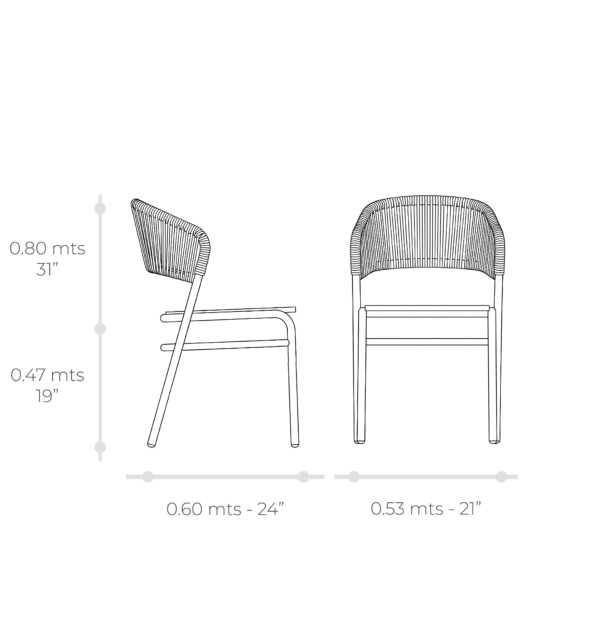 Esquema técnico de Silla Aries