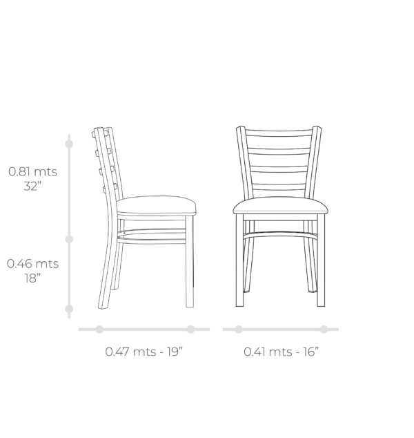 Esquema técnico de Silla Fania acero