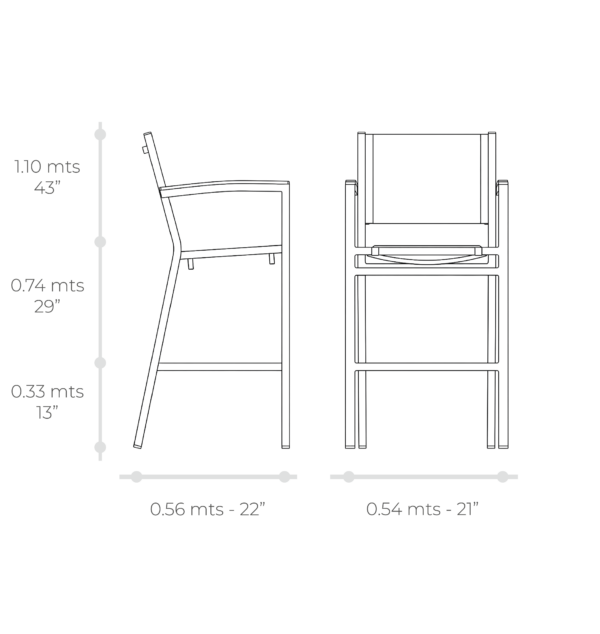 Esquema técnico de Taburete  Burdeos
