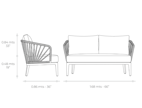 Esquema técnico de Sofá Manhattan Love seat