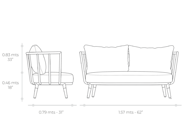 Esquema técnico de Sofá Paris loveseat