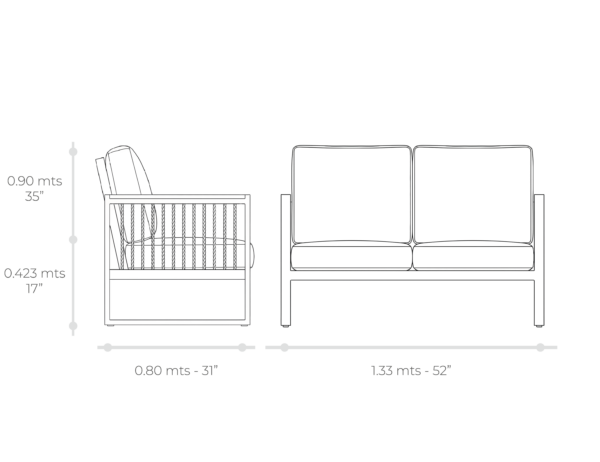Esquema técnico de Sofá Umma loveseat