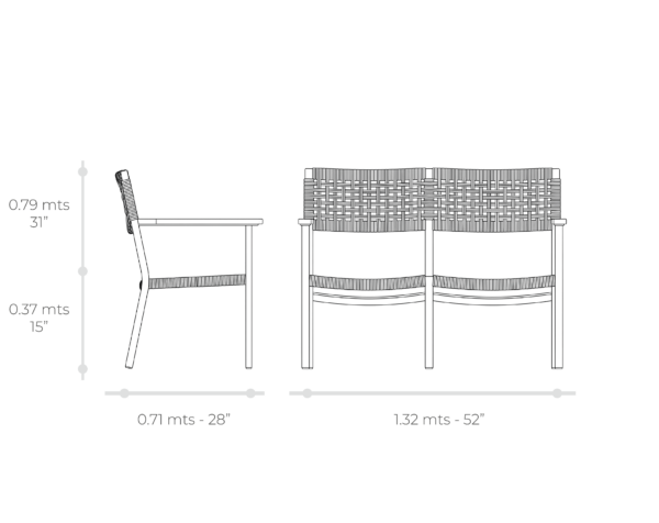 Esquema técnico de Sofá  Duval loveseat Tejido