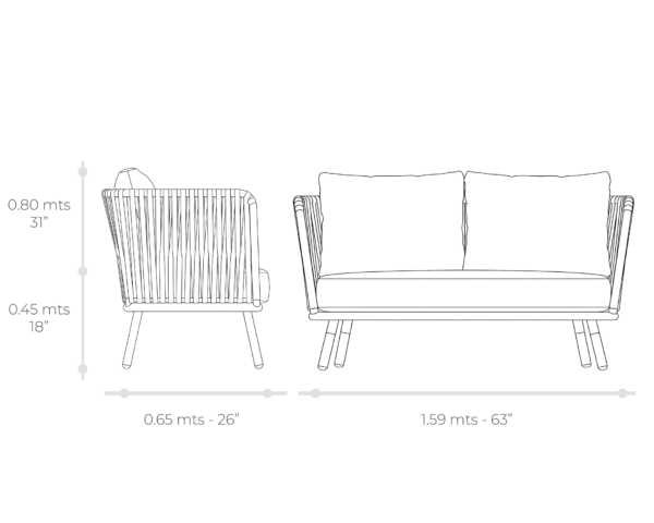 Esquema técnico de Sofá  Ontario  Tejido loveseat